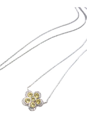 礼品黄色锆石花朵白金项链