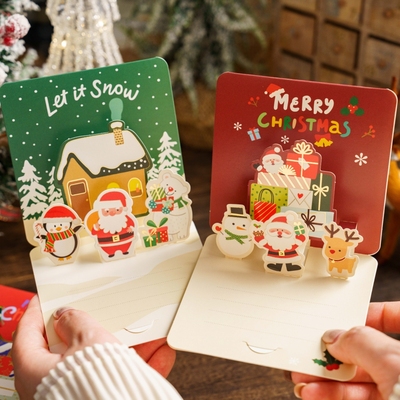圣诞彩色立体贺卡手蜜印