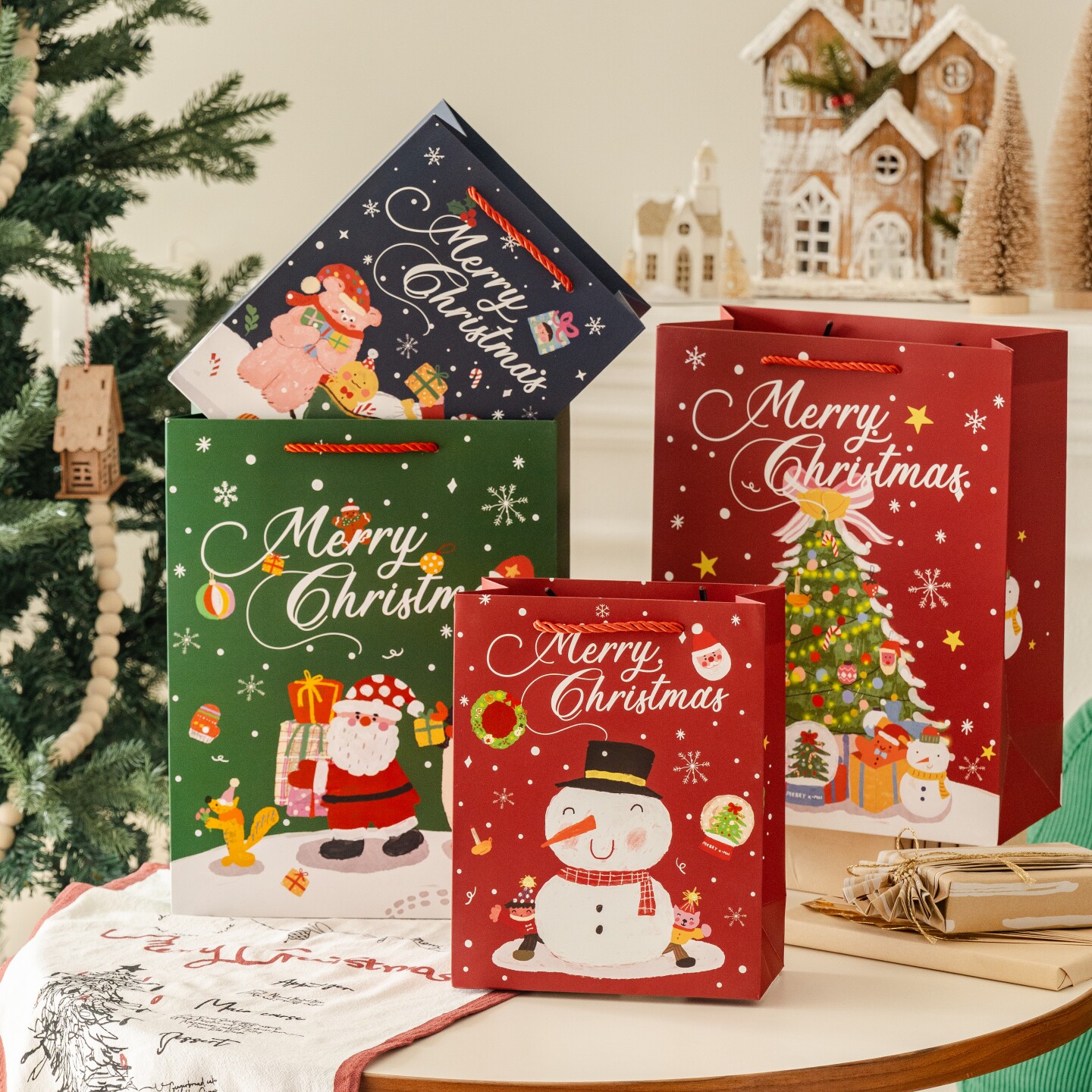 蜜印圣诞节礼品袋拾祥圣诞快乐手提袋平安夜卡通精致创意祝福高级