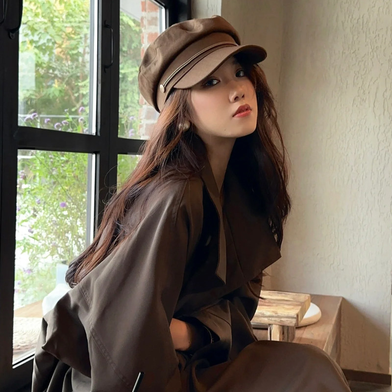 英伦复古海军帽日韩女秋冬