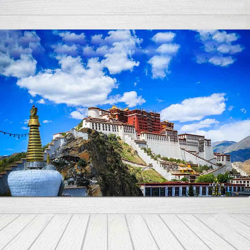 布达拉宫墙画西藏著名建筑画报风景海报现代装饰墙贴自粘壁纸挂画