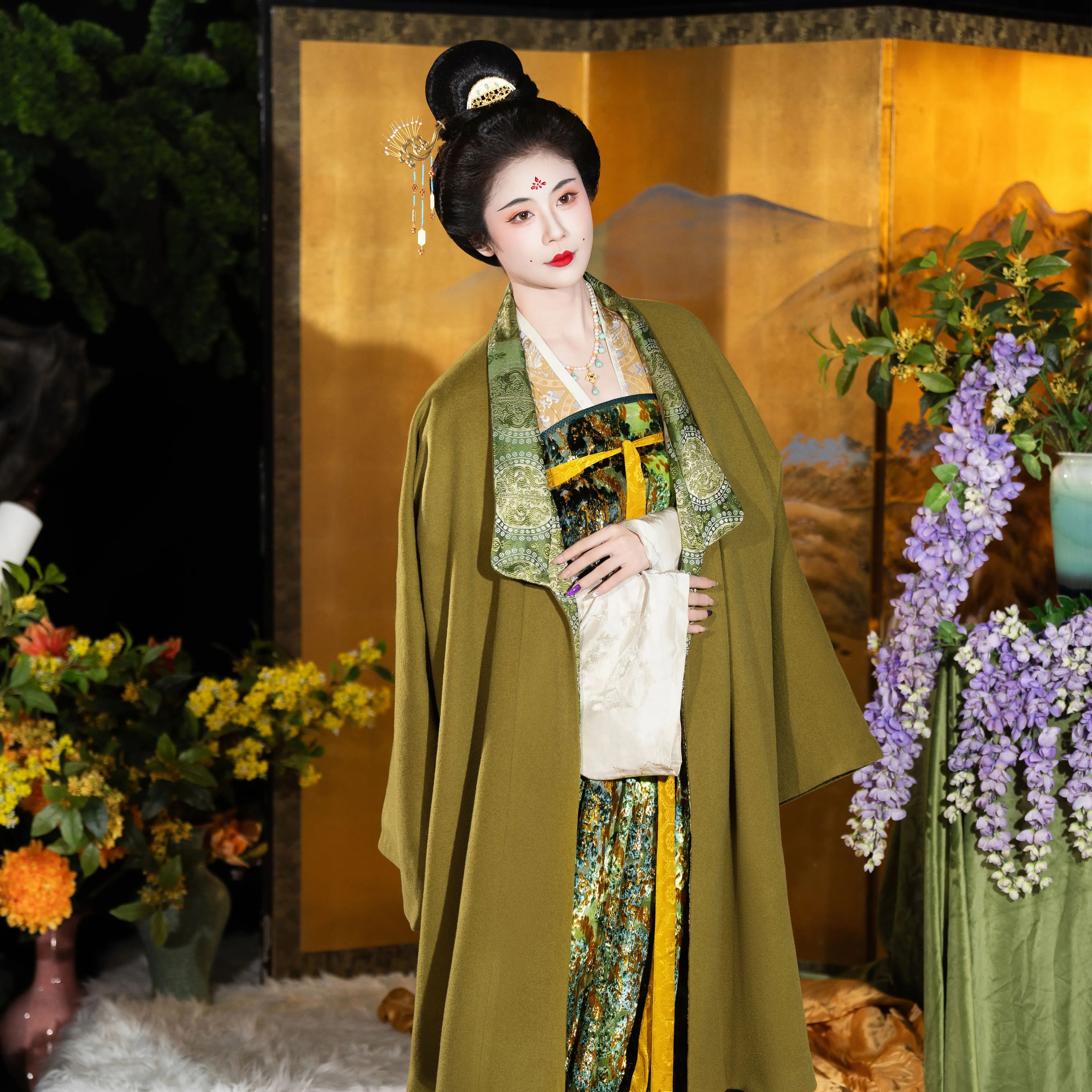 襦一坊秋冬汉服织锦唐制复原