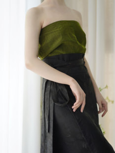 襦一坊丨改良宋制抹胸 龟裂纹香云纱真丝上衣女日常通勤汉服夏季