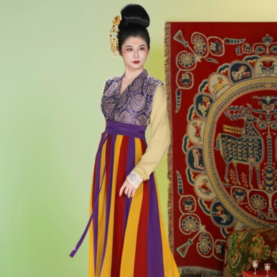 真丝蜀锦背子绞罗中衣复原汉服