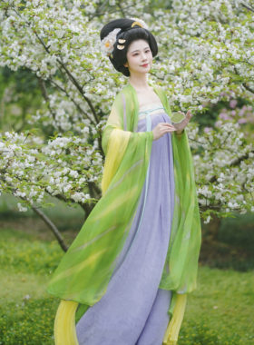 襦一坊扎染宋锦真丝唐制汉服女款