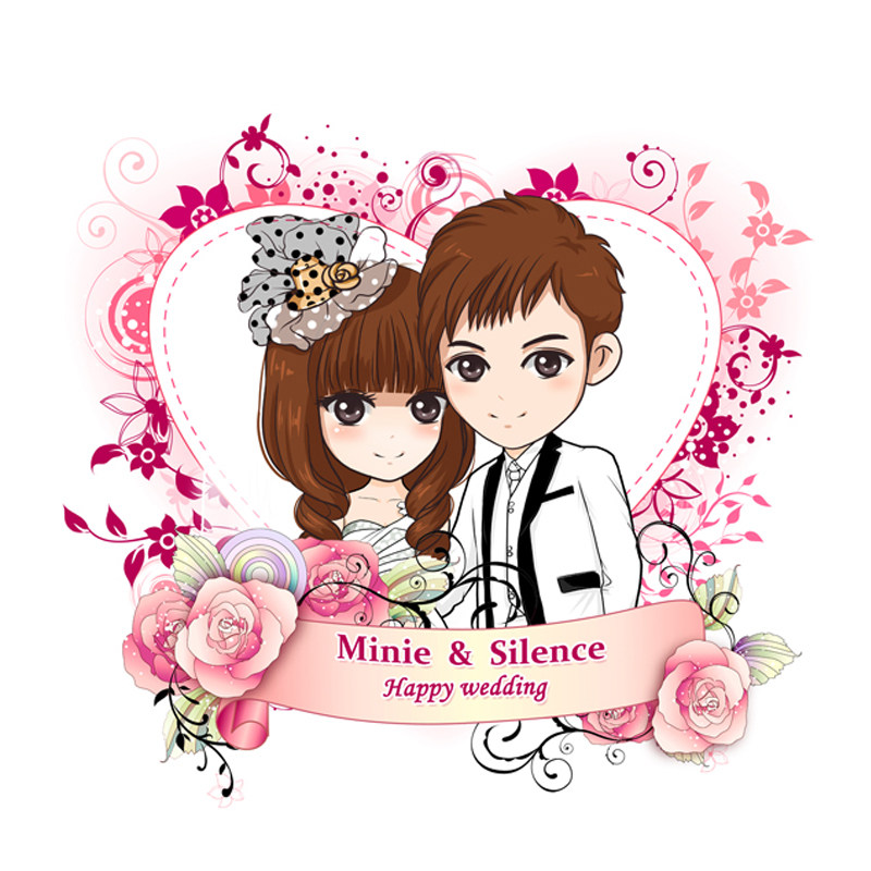 定制设计婚礼情侣q版卡通立牌手绘漫画真人照片生日礼物头像喜帖