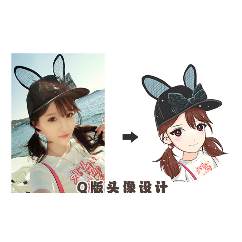 手绘q版卡通素描漫画情侣真人照片婚礼生日定制设计礼物头像制作