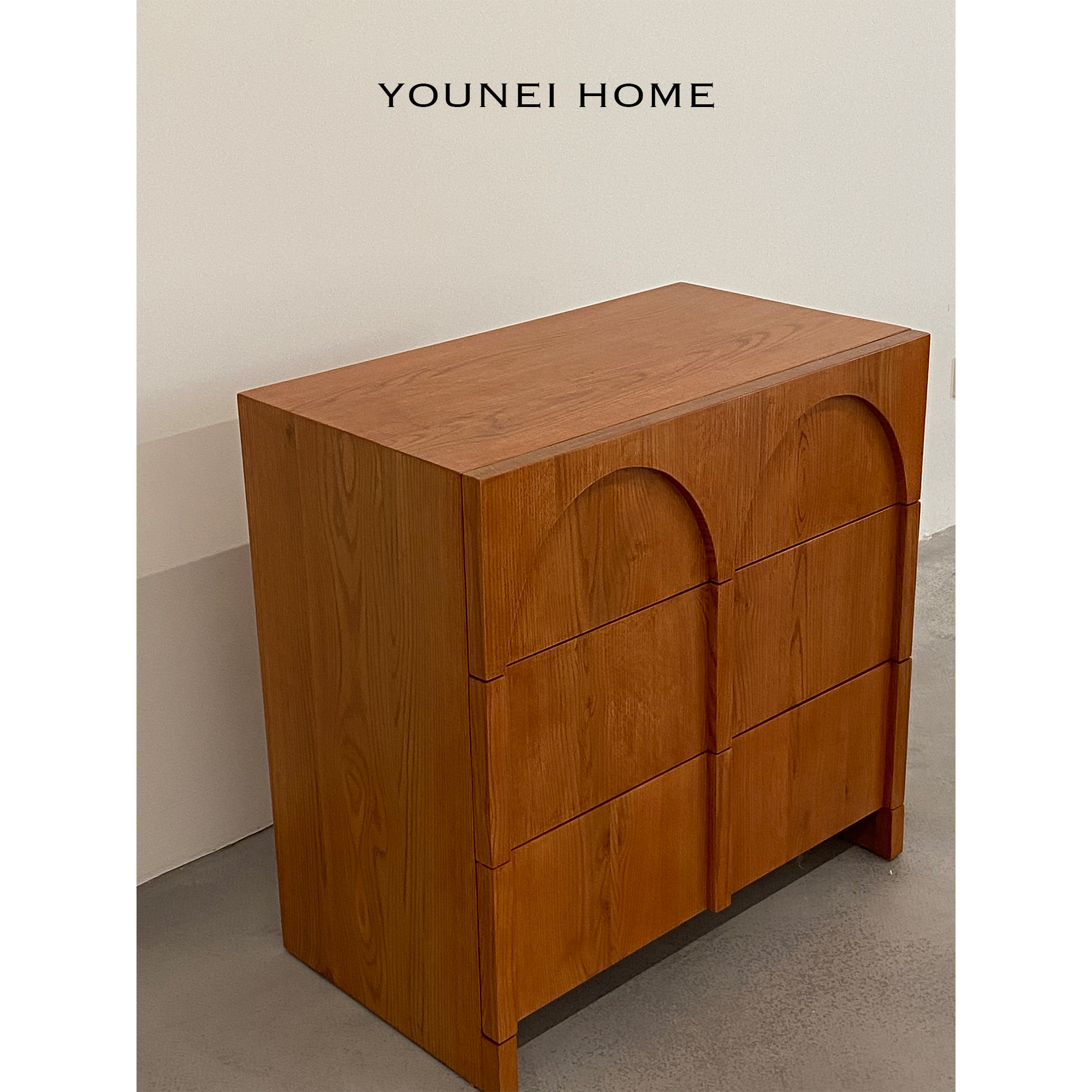 【清仓特价】YOUNEIHOME越南进口白橡实木中古圆弧柜客厅装饰柜
