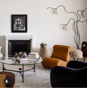 LULUHOME由内家居YOUNEI中古风artdeco黑色金属钢化玻璃茶几现代