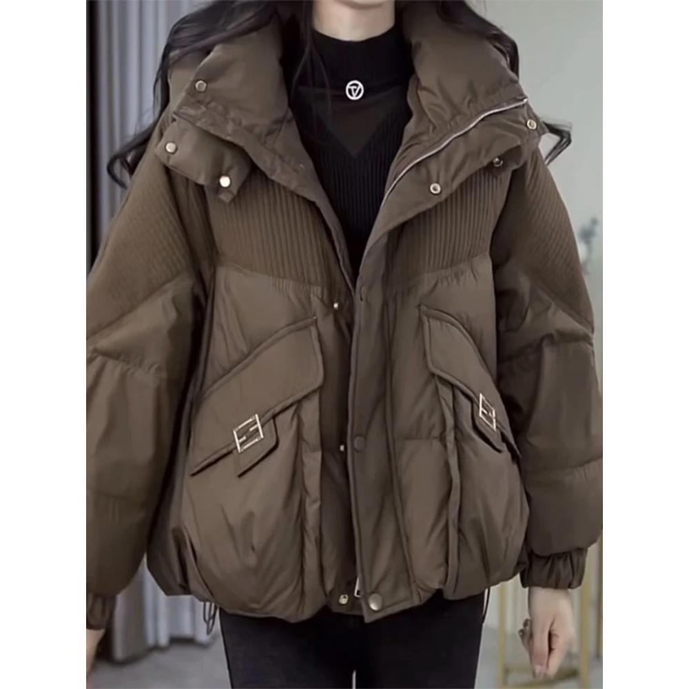 2025冬季新羽绒服女式短宽松加厚保暖连帽棉夹克小民棉夹克