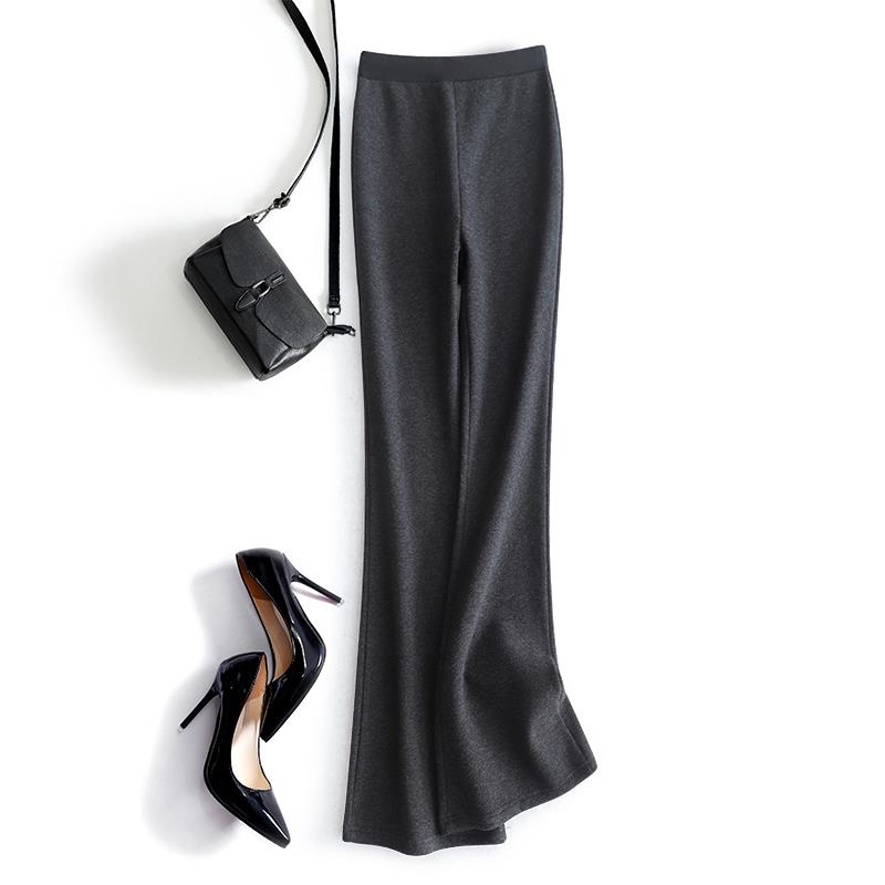 回馈款糯感亲肤加绒加厚高腰微喇叭裤冬季显高显腿长直筒宽裤女