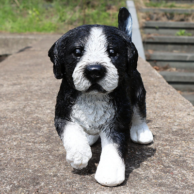 仿真可爱边牧幼犬摆设树脂工艺品