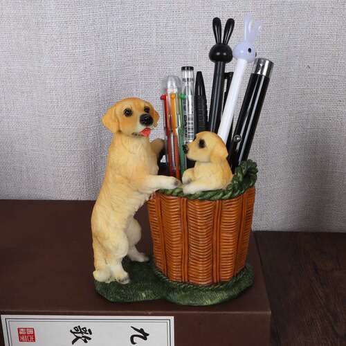 仿真小狗笔筒金毛德牧书房约克夏
