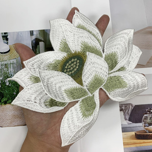 百合花刺绣布贴衣服装饰洞口修补材料高级感贴花装饰手缝款