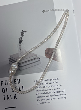 纯手工法式复古天然淡水异形巴洛克珍珠项链颈链锁骨链女S925纯银