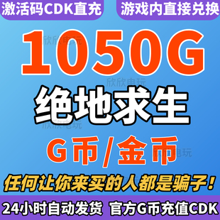 PUBGG币绝地求生1050G币CDK充值吃鸡gb金币点卷余额皮肤兑换码CDK