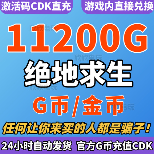 PUBGG币绝地求生G币11200G金币CDK兑换码吃鸡GB游戏币点卷皮肤CDK