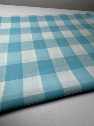 3.5cm天蓝色朝阳色织格子衬衣裙子连衣裙童装男女布料手工Diy 2米