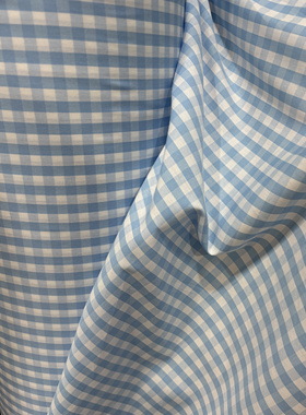 0.8cm浅蓝色朝阳格衬衣裙子连衣裙床品居家服纯棉长3米宽1.45米