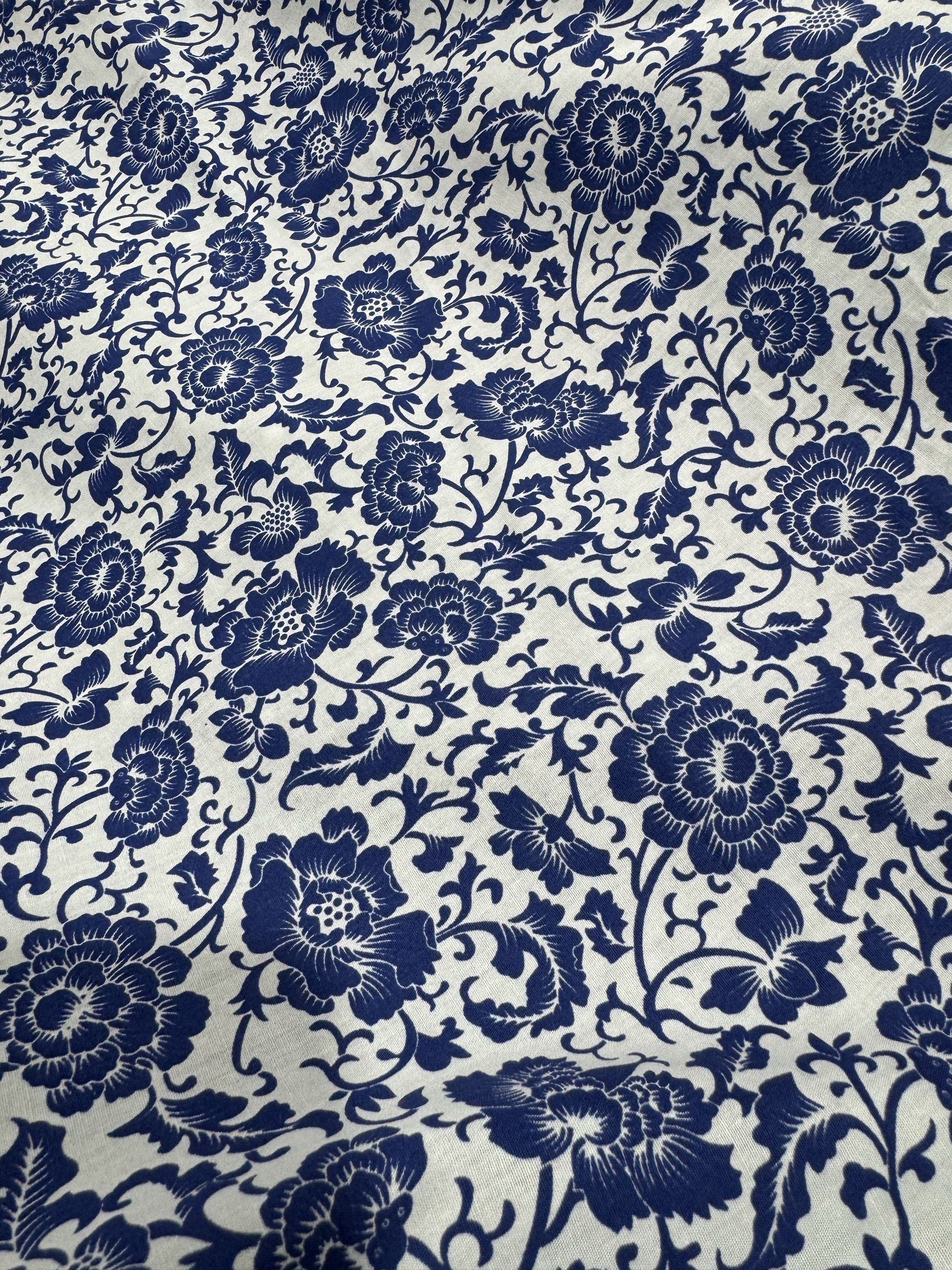 纯棉府绸青花瓷印花衬衣裙子连衣裙床品居家服手工长3米宽1.45米