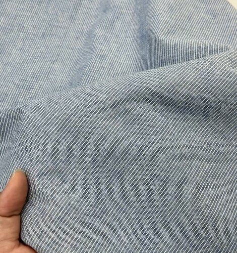 3米 柔软蓝色棉麻色织条纹 休闲慵懒风