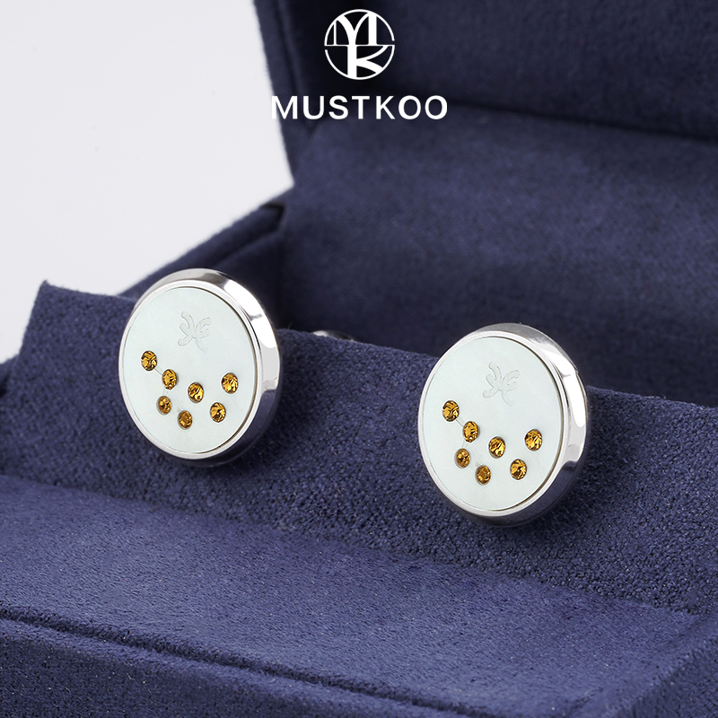 瑪詩杜鍍白金星座袖扣生日禮物