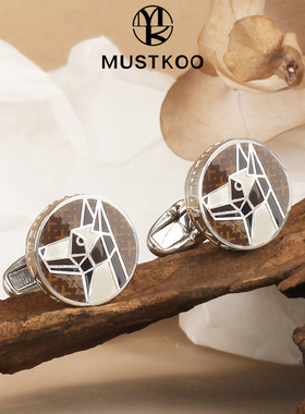 玛诗杜十二生肖系列戌狗袖扣免打孔多功能衬衫扣生日礼物免费刻字