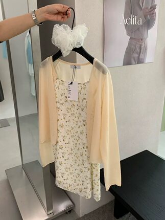 Aelita韩系冰丝亚麻针织防晒开衫女2026新款简约百搭圆领短上衣