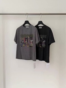 LOWFLAT时髦卡通印花短袖 宽松休闲百搭圆领上衣女 T恤女2026新款