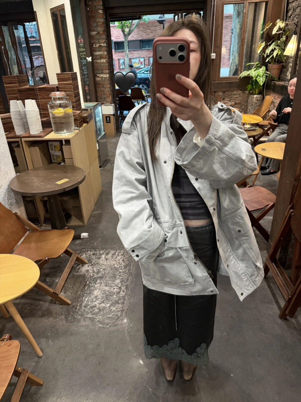 LACHER复古立领宽松中长款短外套