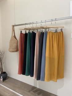 韩代ins显白橘色松紧腰半身裙女2026新款 直筒裙子 简约百搭中长款