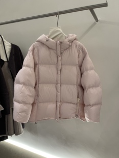 宽松简约加厚面包服 韩系90白鸭绒连帽羽绒服女冬装 匈牙利进口