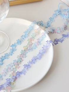 1.8cm糖果色星星涤纶刺绣水溶金线蕾丝花边装 饰辅料DIY手工材料