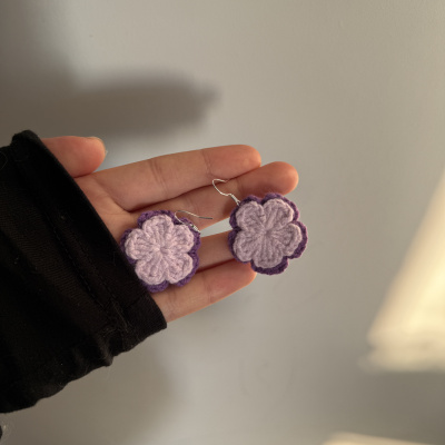 小花紫色双层少女限时包邮耳环