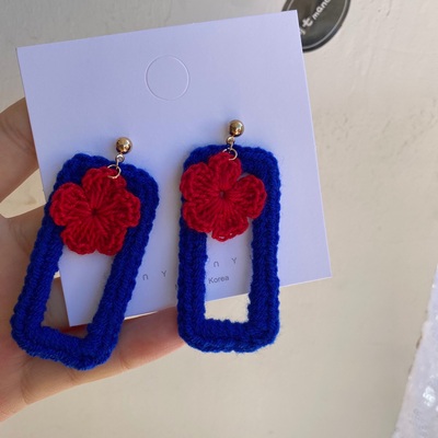 小花原创撞色精致个性少女耳环