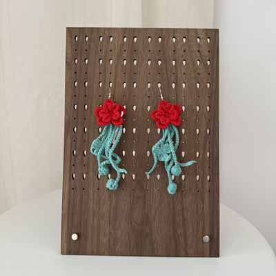 撞色耳环显白百搭原创毛线耳环