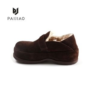 休闲鞋 英伦CQ3011 乐福时尚 冬季 棉鞋 平跟中跟牛皮博肯时尚