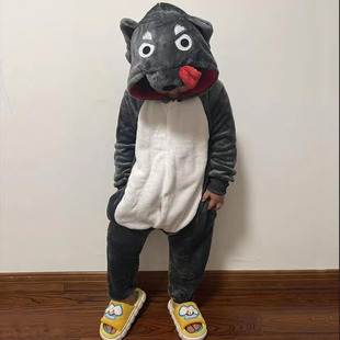 狼表演服男女大灰狼儿童坏坏狼舞台服话剧卡通动物连体睡衣亲子装