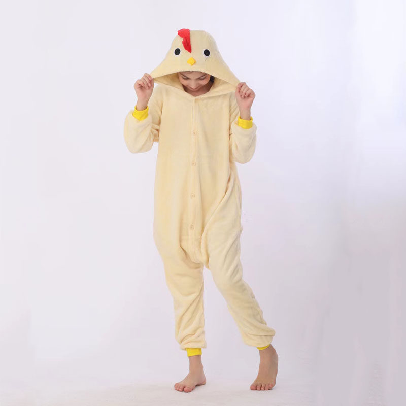 小鸡表演服男女大公鸡儿童黄鸡舞台服话剧卡通动物连体睡衣亲子装