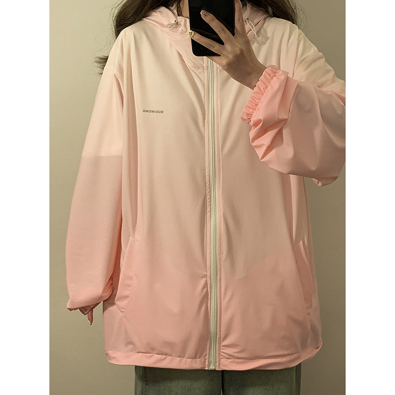 中性图！防晒指数50+渐变防晒衣美式复古户外宽松外套女7815-P60,女装防晒衣,电商C213(原B265)