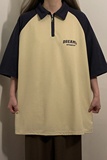 中性！夏季新款美式polo衫短袖学院风宽松插肩袖撞色T恤7827-P38，女装衬衫，电商C213(原B265)