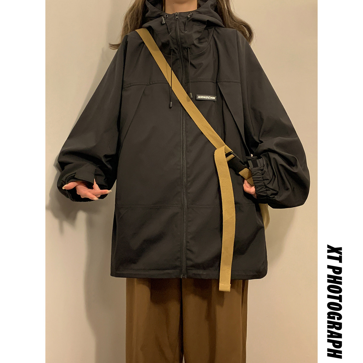 2025年秋季新款中性防水冲锋衣港风宽松百搭情侣夹克女23051-P88,男装夹克,电商C213(原B265)