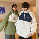 2024年春装新款港风大码情侣装外套撞色宽松夹克女23012-P85，男装夹克，电商C213(原B265)