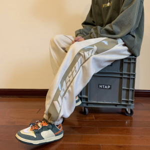 2022年冬装新品港风撞色长裤宽松加绒加厚学生休闲裤K1002J-P68男图片