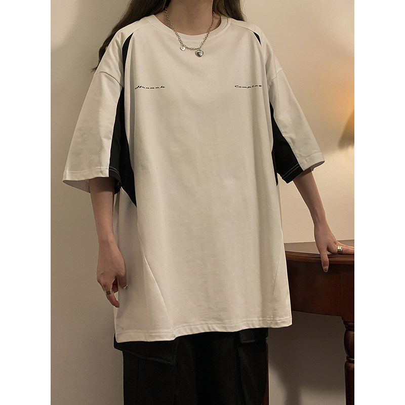 中性！夏季新款宽松美式街头短袖机车插肩袖T恤半袖上衣7818-P38,女装T恤,电商C213(原B265)