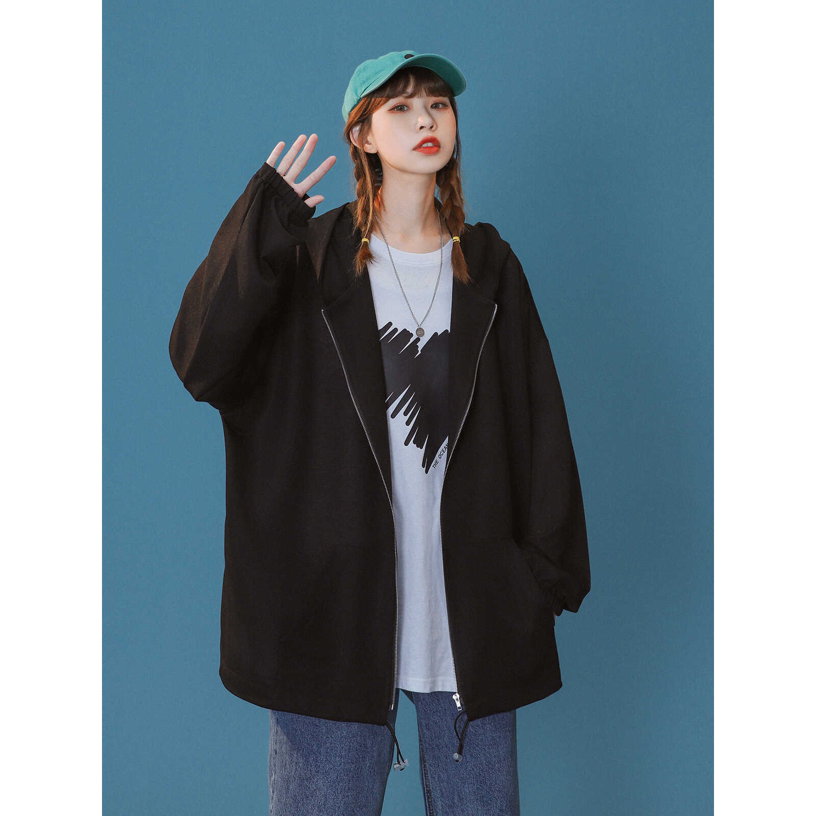 中性开衫连帽防晒衣女2024夏季新款宽松学生外套女C213-ZM97-P58,女装卫衣/绒衫,电商C213(原B265)