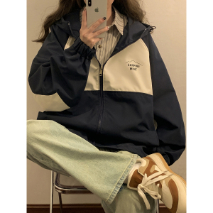 中性！2024年春季新款防水冲锋衣港风夹克宽松情侣装女 23012-P85图片