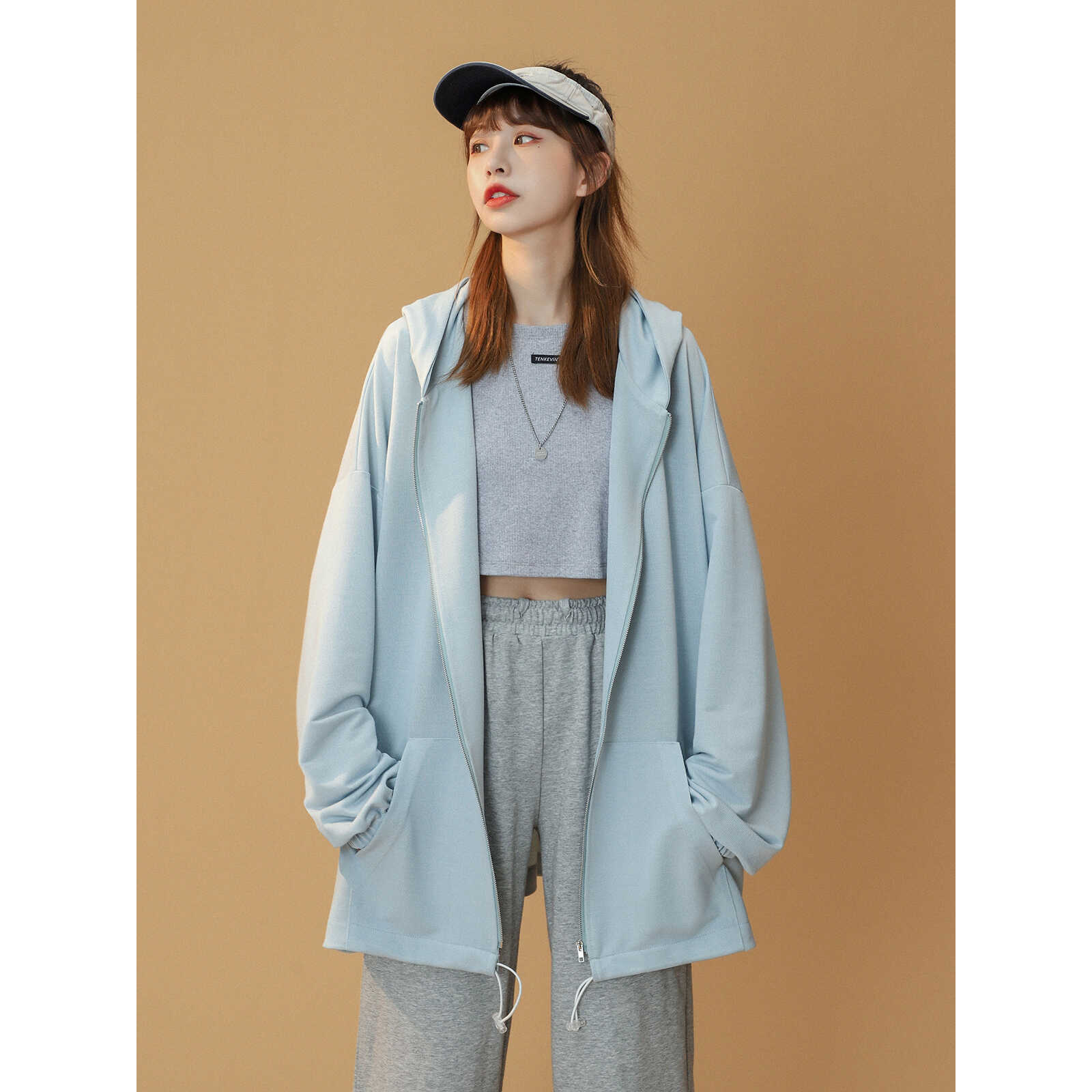 中性开衫连帽防晒衣女2024夏季新款宽松学生外套女C213-ZM97-P58,女装卫衣/绒衫,电商C213(原B265)