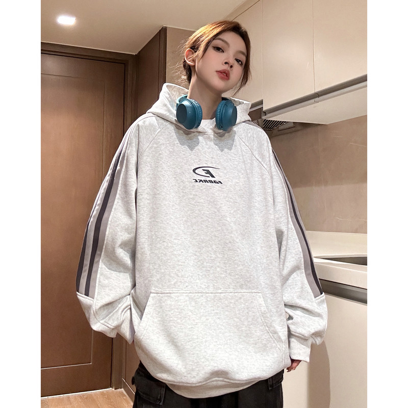 美式复古卫衣女秋季新款港风宽松韩版慵懒风潮牌连帽外套7803-P78,女装短外套,电商C213(原B265)