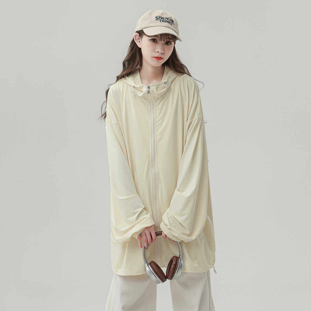 2024夏装新款大码冰丝防晒衣宽松连帽百搭空调衫薄外套23050-P58,女装防晒衣,电商C213(原B265)